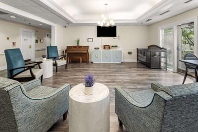 Common area with seating and piano