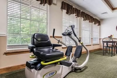 Exercise equipment in a fitness area