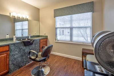 Hair salon station in a resident facility