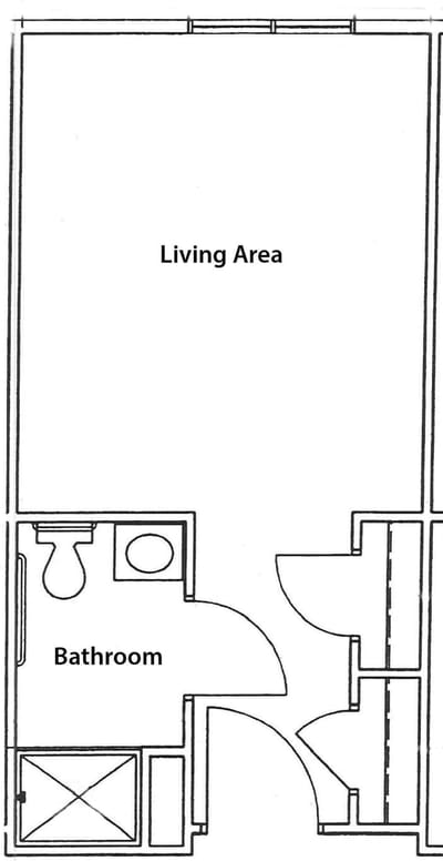 Architectural floor plan of a living area