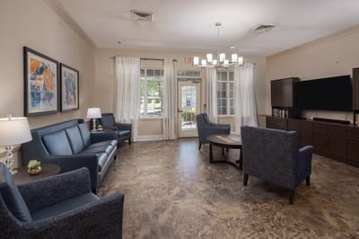 Comfortable common area with seating and natural light.
