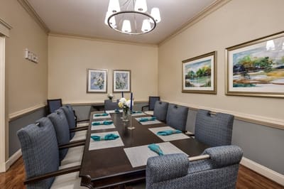 Elegant dining room setup for residents