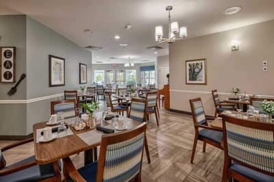 Dining area with tables and chairs