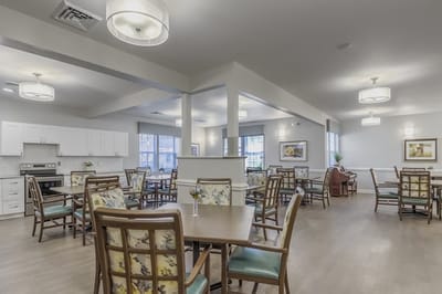 Dining area with tables and chairs