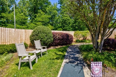 Garden area with seating and pathways