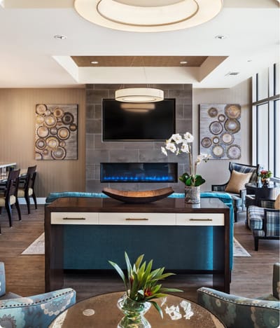 Bright and inviting common area with modern decor