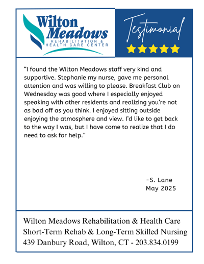 Testimonial highlighting staff and resident interaction