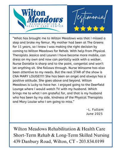 Testimonial from a resident about their experience.