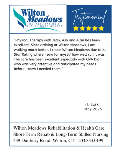 Testimonial from a resident about care services.