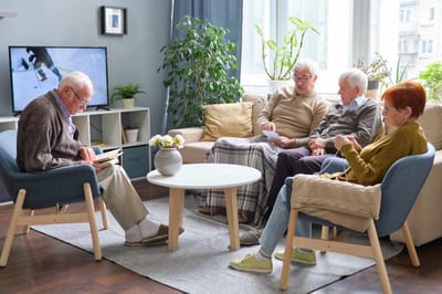Seniors enjoying time together in a common area