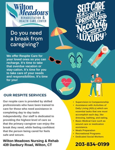 Promotional flyer for Wilton Meadows services