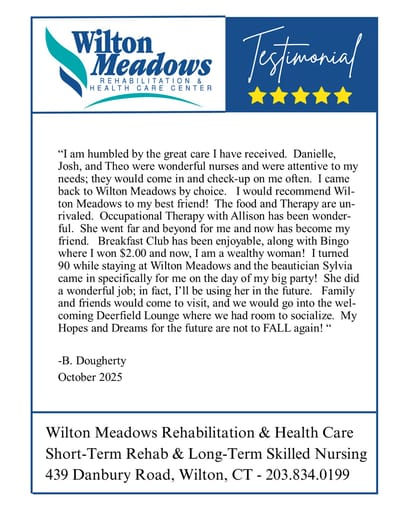 Testimonial from a resident about Wilton Meadows