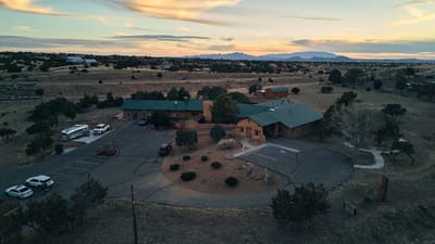 Aerial view of Vista Hermosa facility at sunset