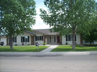 Exterior view of a single-story assisted living facility