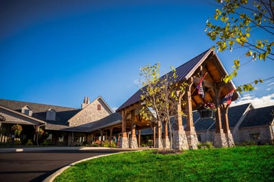 Exterior view of the assisted living facility entrance.