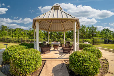Outdoor gazebo with seating areas