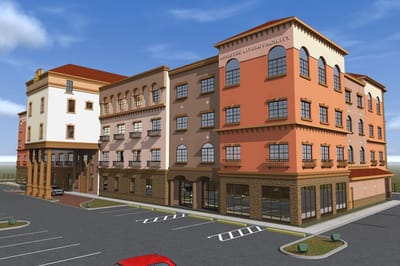 Exterior view of the assisted living facility building.