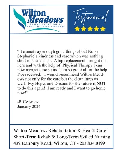 Testimonial from a resident about care at Wilton Meadows