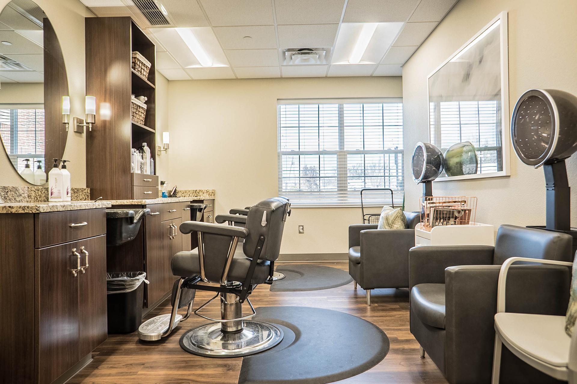 Interior view of a salon in the facility