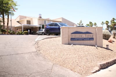 Exterior view of Sterling Ridge Senior Living entrance