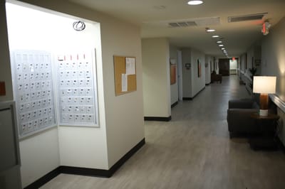 Interior hallway with mailbox station