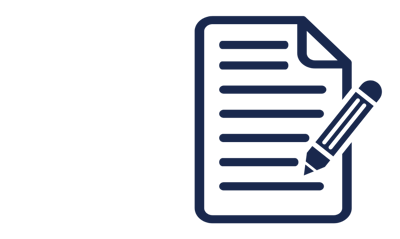 Company logo with a pen and paper graphic