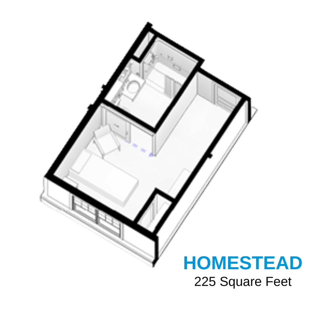 Architectural floor plan for a resident room