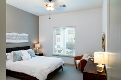 Cozy bedroom with natural light and decor