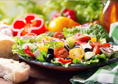 Vibrant salad with fresh vegetables on a table