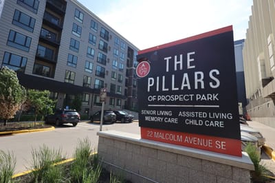 Sign showcasing The Pillars of Prospect Park facility