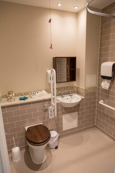 Accessible bathroom with safety features