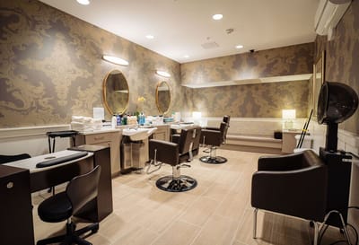 Interior view of a hair salon in the facility