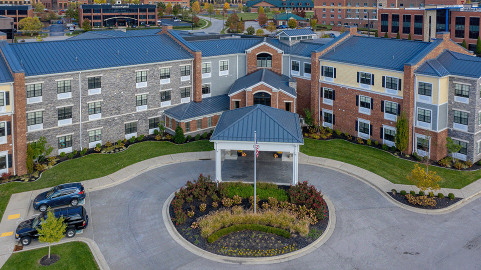 Aerial view of the Cedarhurst of Beaumont entrance