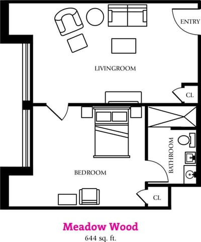 Architectural floor plan of a living space