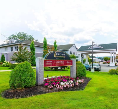 Signage at the entrance of Fairview Senior Living