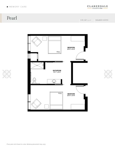Architectural floor plan of shared suite layout