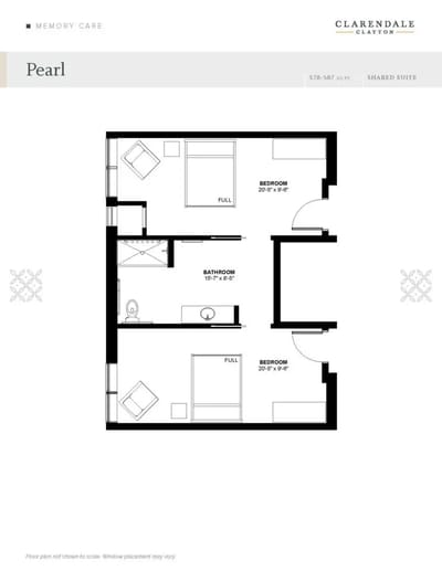 Architectural floor plan for a shared suite