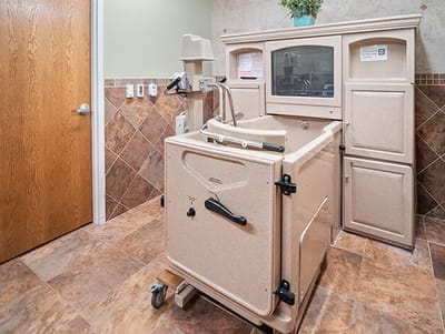 Good Samaritan Society Sioux Falls Village, Nursing Home in Sioux Falls, SD — Accessible walk-in bathtub in a senior living facility