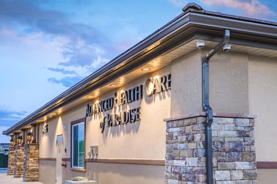 Exterior view of Advanced Health Care facility building