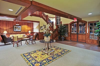 Cozy common area with seating and natural lighting