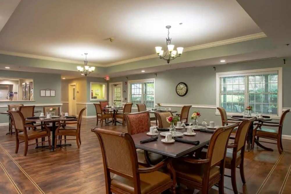 Bright and inviting dining area with set tables