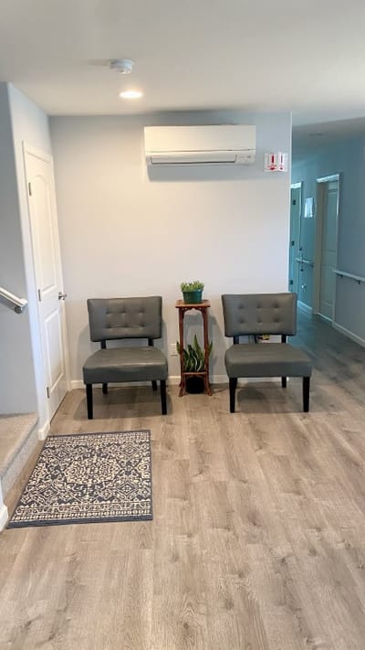Common area of a nursing home with seating