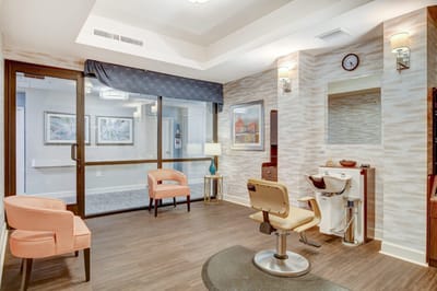 Hair salon area in a senior living facility