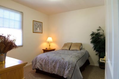 Cozy resident bedroom with decorative touches