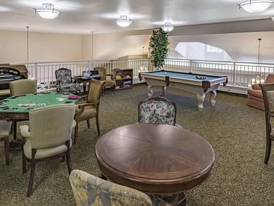 Interior common area with seating and pool table