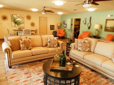 Bright common area with comfortable seating