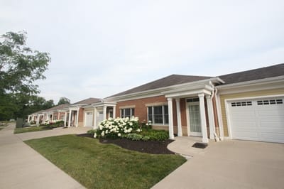 Exterior view of residential buildings with landscaping