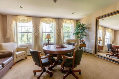 Bright interior of a common area with chess table