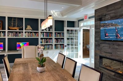 Bright interior of a library common area with seating