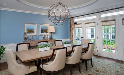 Elegant dining room setting with floral decor